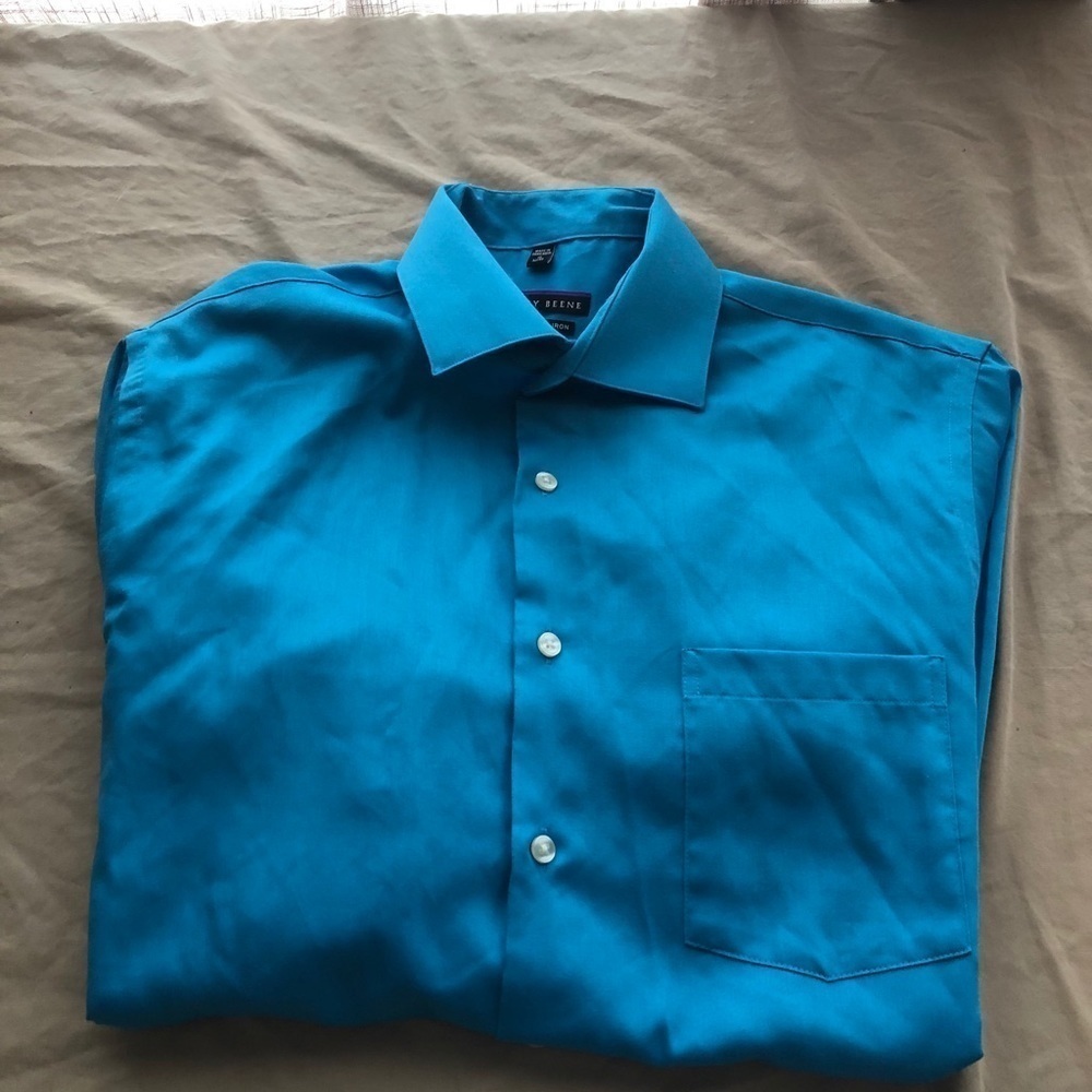 Geoffrey Beene royal blue long sleeved button down shirt, 32/33